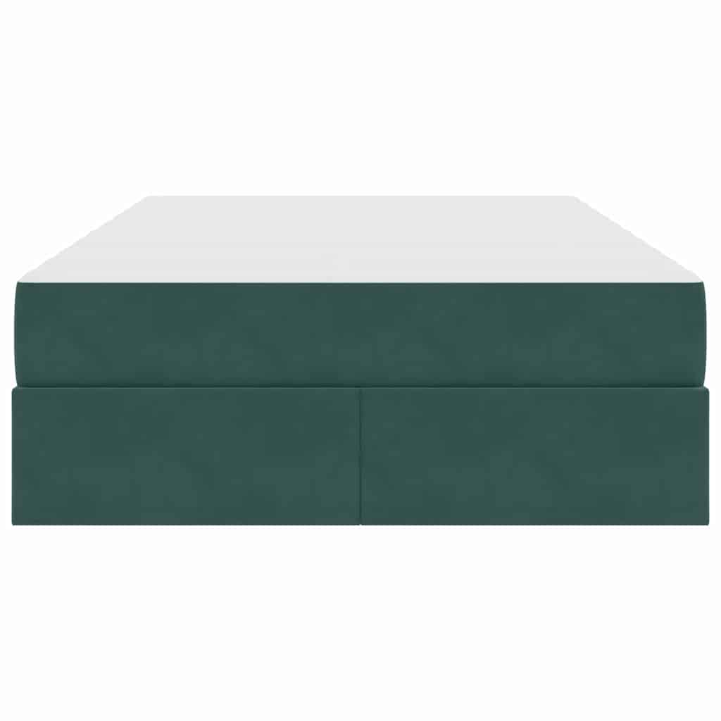 Aufbewahrungsbett mit Matratze Dunkelgrün 120 x 200 cm Samt