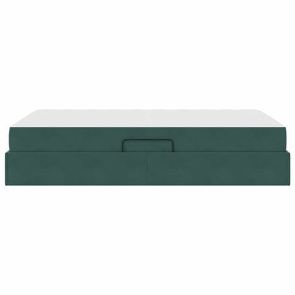 Aufbewahrungsbett mit Matratze Dunkelgrün 120 x 200 cm Samt