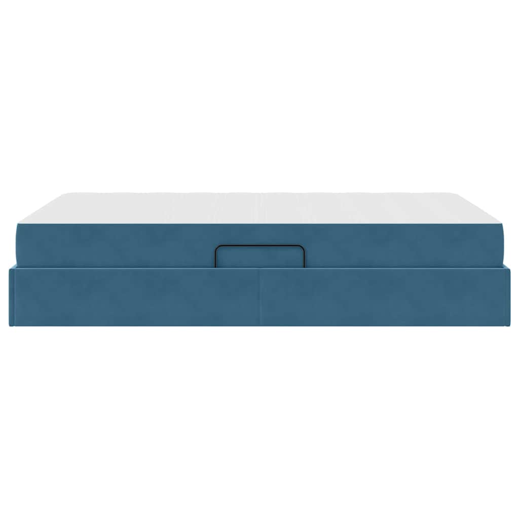 Aufbewahrungsbett mit Matratze Dunkelblau 120 x 200 cm Samt