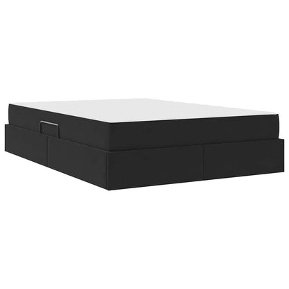 Aufbewahrungsbett mit Matratze Schwarz 140 x 190 cm Samt