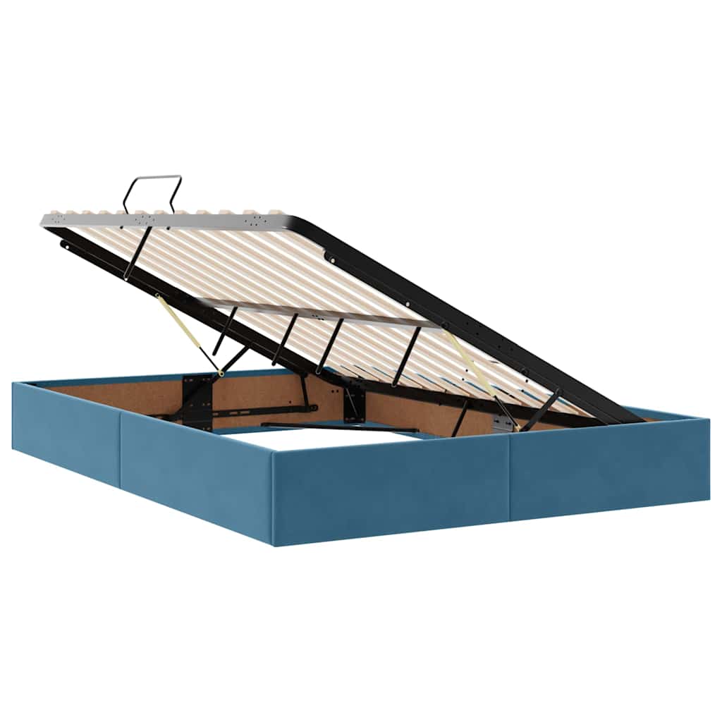 Aufbewahrungsbett mit Matratze Dunkelblau 140 x 190 cm Samt