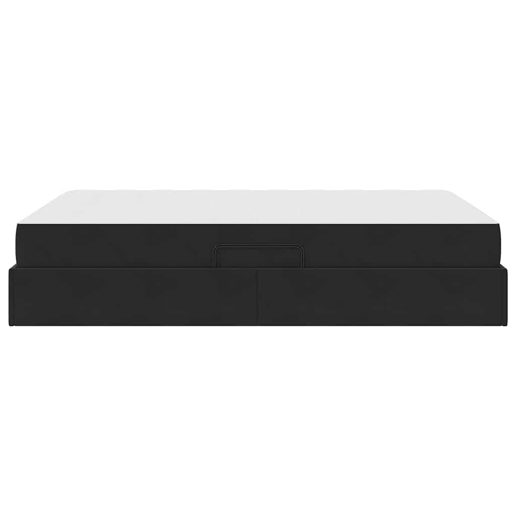 Aufbewahrungsbett mit Matratze Schwarz 140 x 200 cm Samt