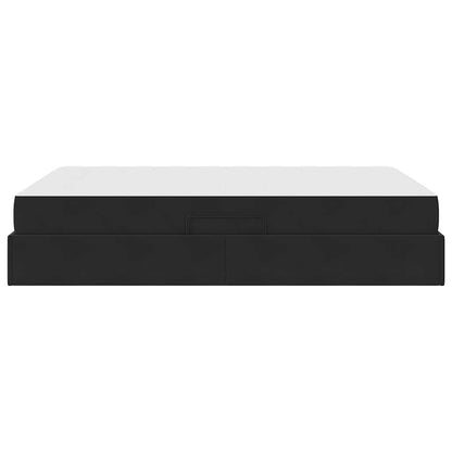 Aufbewahrungsbett mit Matratze Schwarz 140 x 200 cm Samt