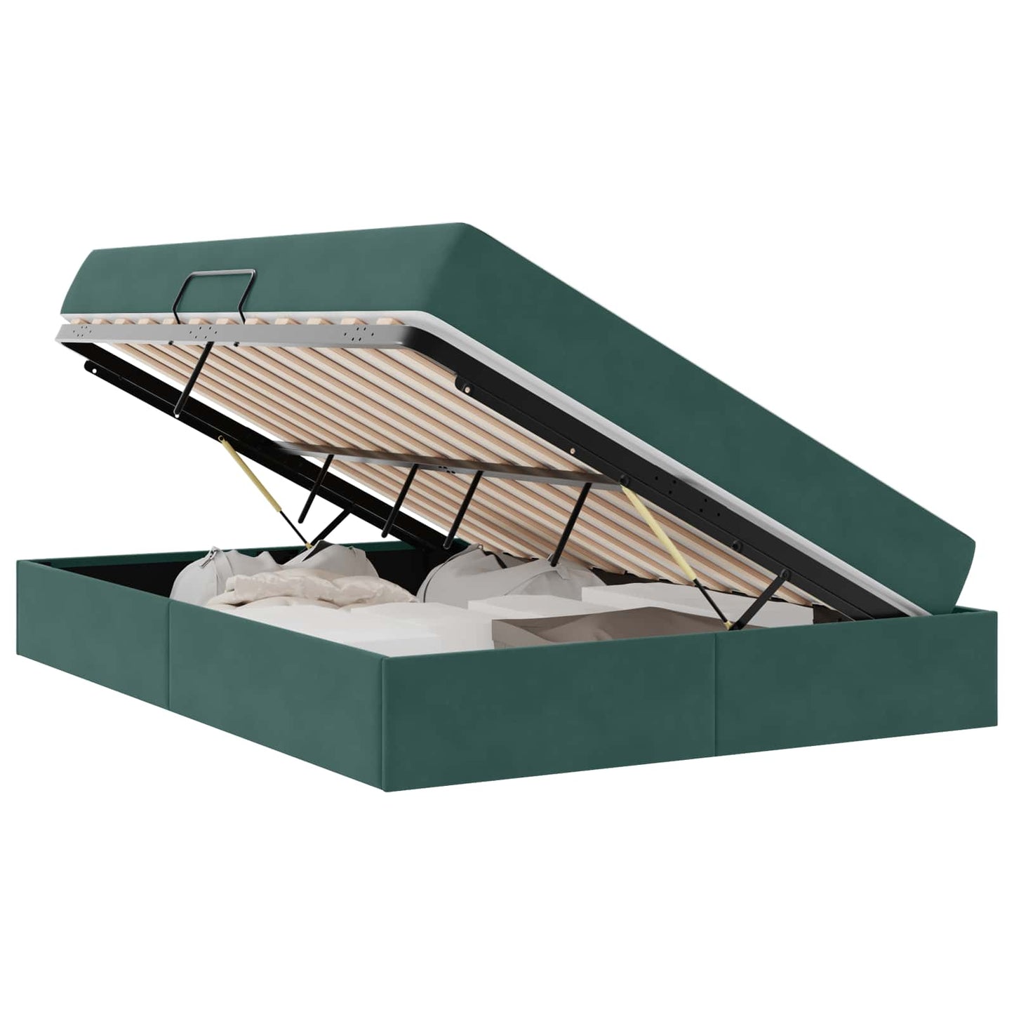 Aufbewahrungsbett mit Matratze Dunkelgrün 140 x 200 cm Samt