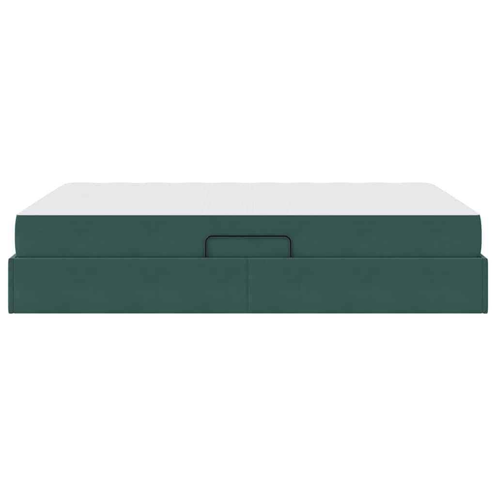 Aufbewahrungsbett mit Matratze Dunkelgrün 140 x 200 cm Samt