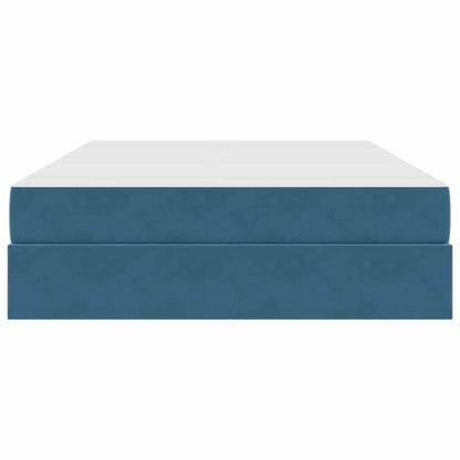 Aufbewahrungsbett mit Matratze Dunkelblau 140 x 200 cm Samt