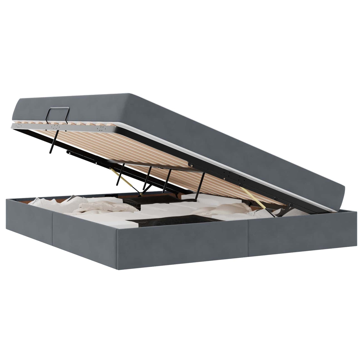 Aufbewahrungsbett mit Matratze Dunkelgrau 180 x 200 cm Samt