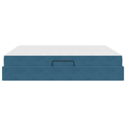 Aufbewahrungsbett mit Matratze Dunkelblau 180 x 200 cm Samt