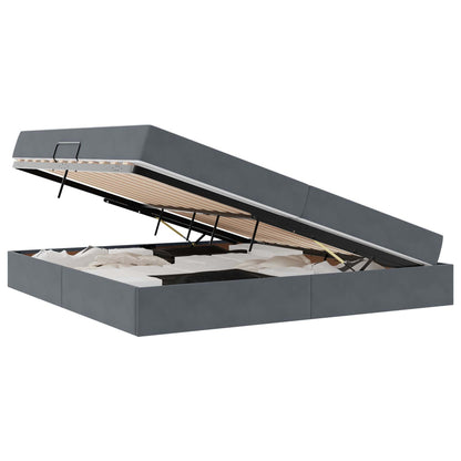 Aufbewahrungsbett mit Matratze Dunkelgrau 200 x 200 cm Samt