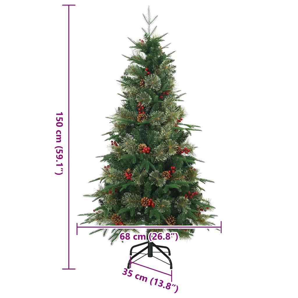 Künstlicher klappbarer Weihnachtsbaum mit Ständer Grün 150 cm