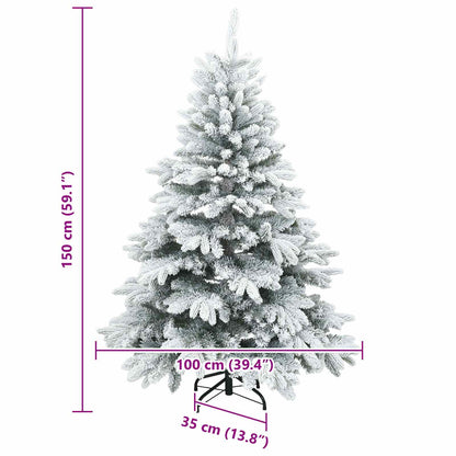 Künstlicher Scharnier-Weihnachtsbaum schneebedeckt Weiß 150 cm