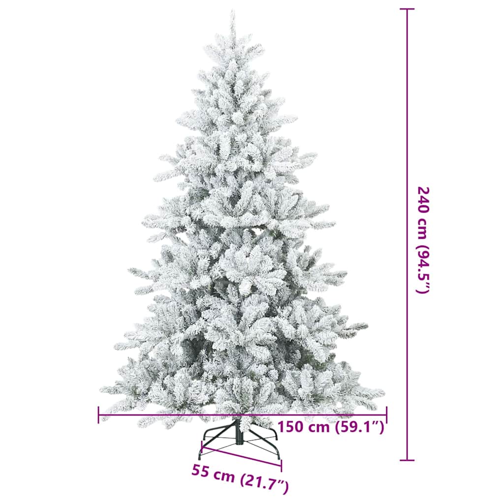 Künstlicher Scharnier-Weihnachtsbaum schneebedeckt Weiß 240 cm