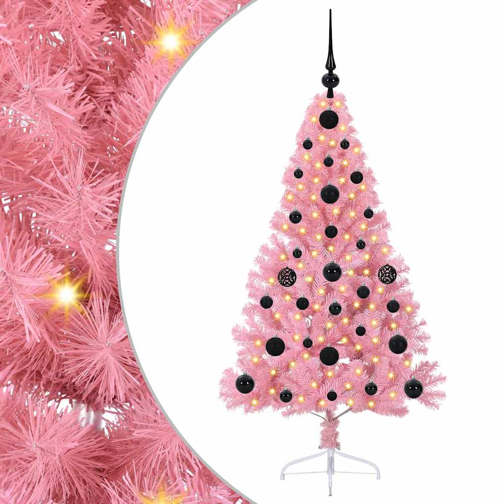 Künstlicher vorbeleuchteter Weihnachtsbaum Rosa 120 cm PVC