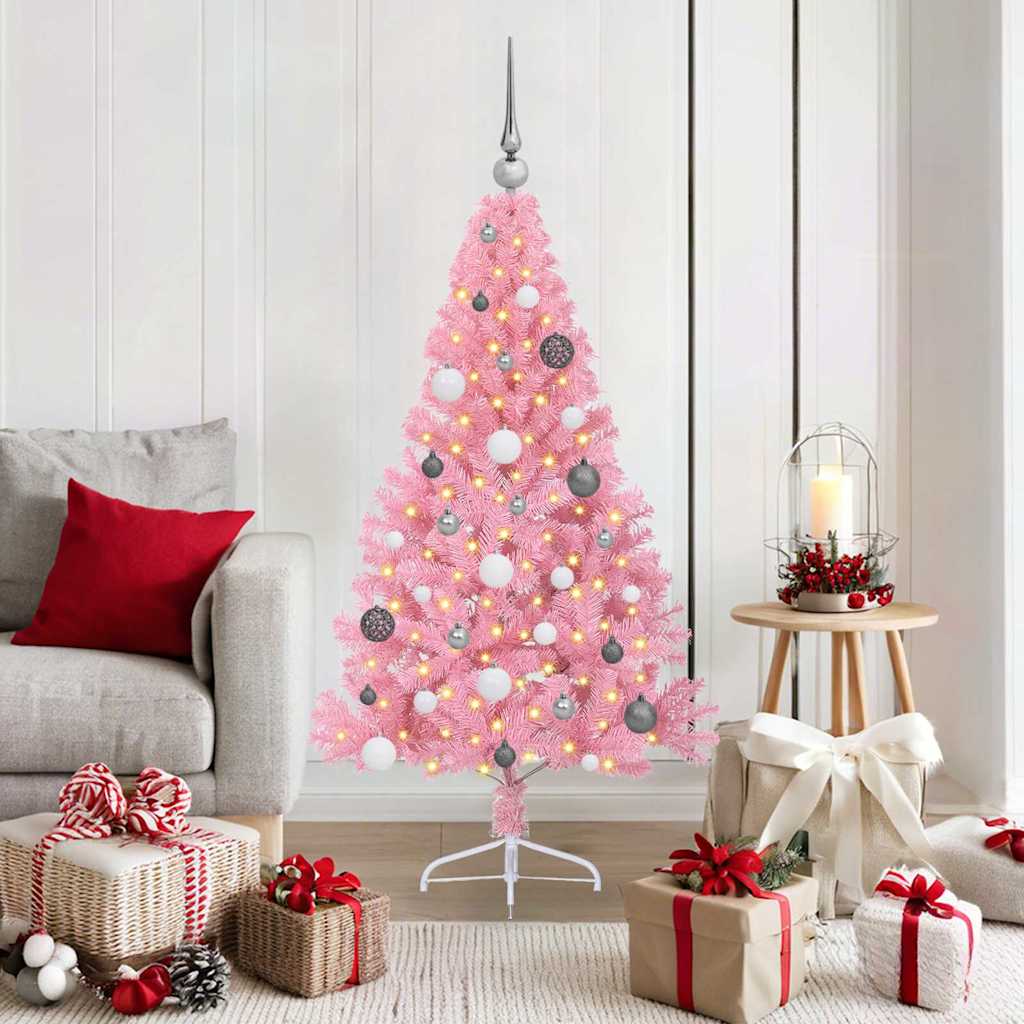Künstlicher vorbeleuchteter Weihnachtsbaum Rosa 150 cm PVC