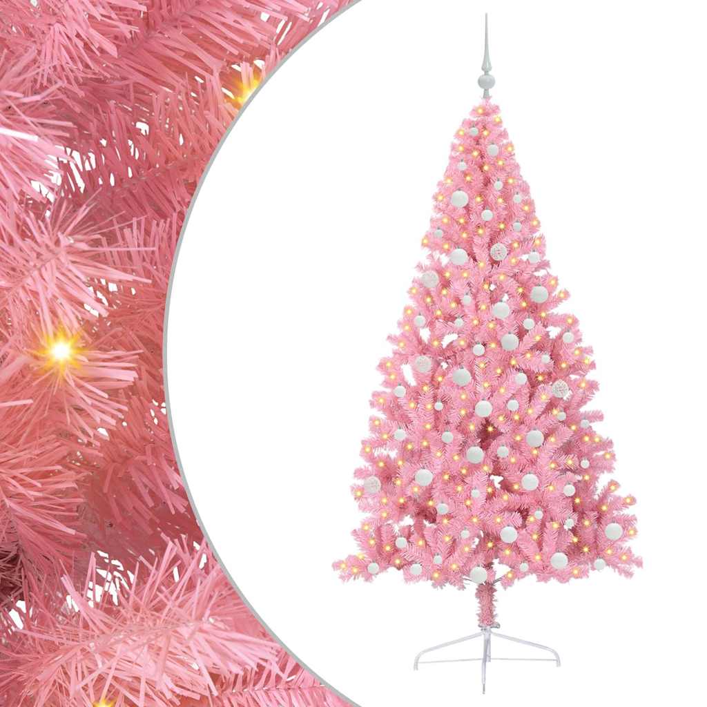 Künstlicher vorbeleuchteter Weihnachtsbaum Rosa 180 cm PVC