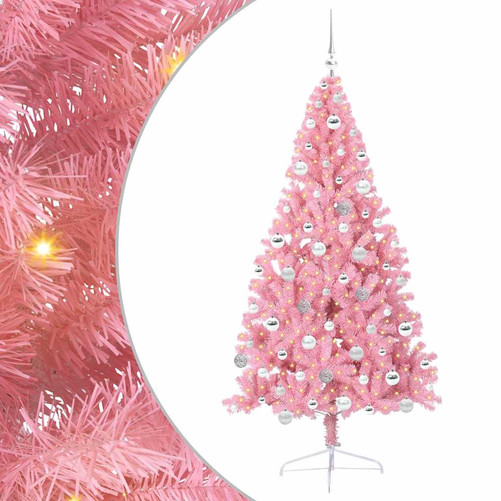 Künstlicher vorbeleuchteter Weihnachtsbaum Rosa 180 cm PVC