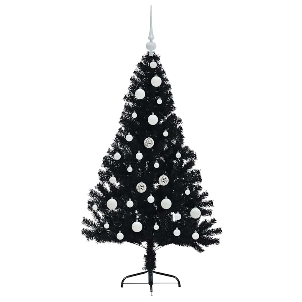 Künstlicher vorbeleuchteter Weihnachtsbaum Schwarz 120 cm PVC