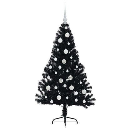 Künstlicher vorbeleuchteter Weihnachtsbaum Schwarz 120 cm PVC