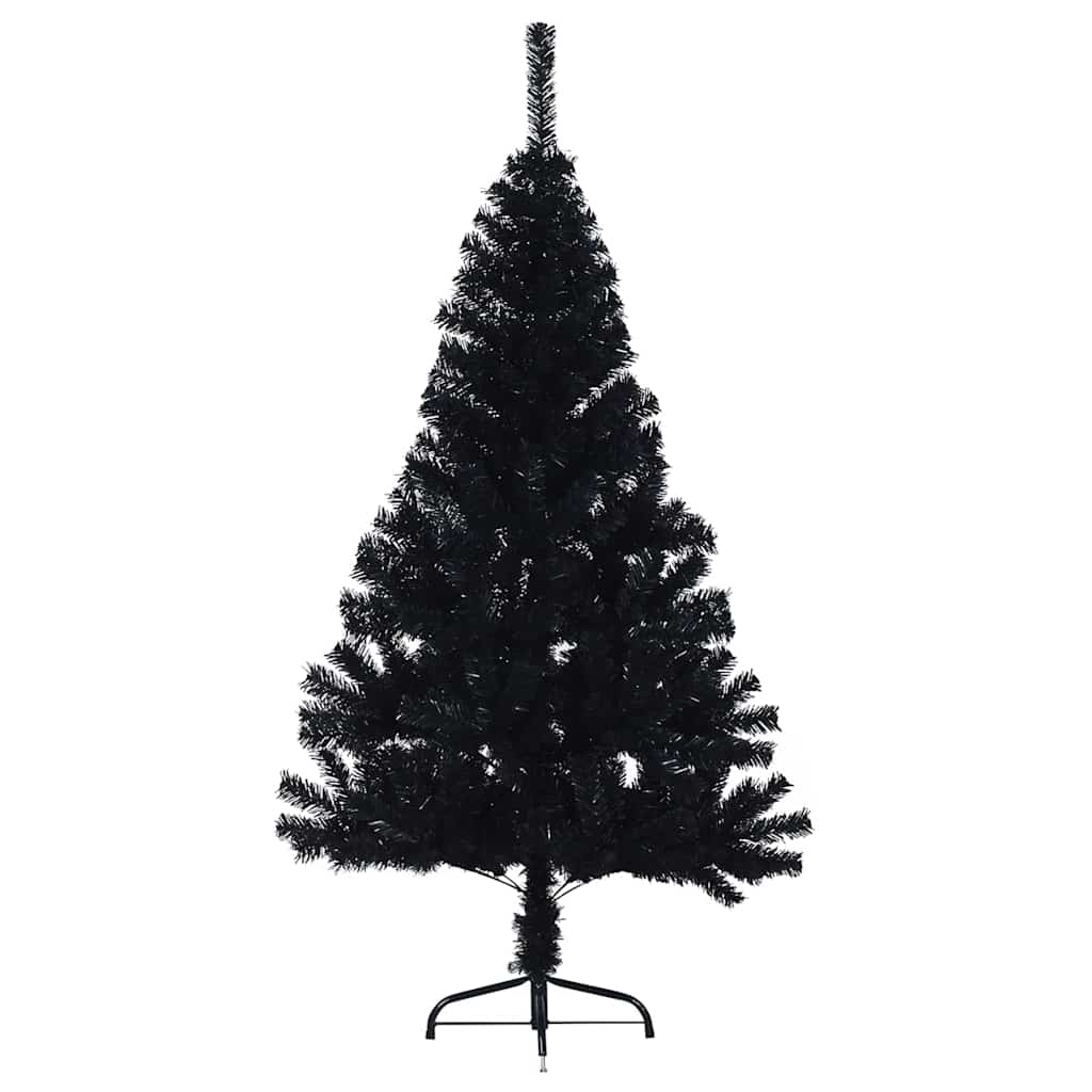 Künstlicher vorbeleuchteter Weihnachtsbaum Schwarz 150 cm PVC