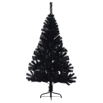 Künstlicher vorbeleuchteter Weihnachtsbaum Schwarz 150 cm PVC