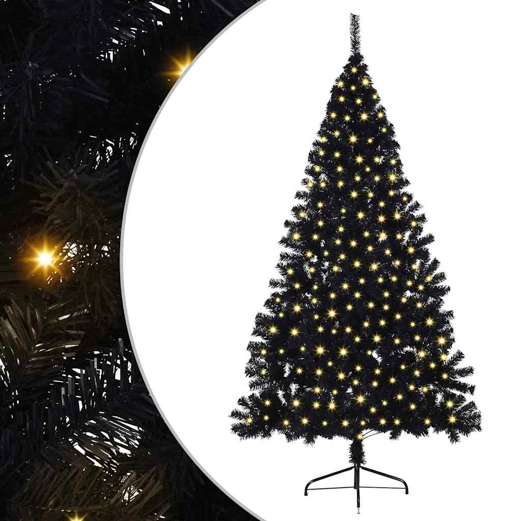 Künstlicher vorbeleuchteter Weihnachtsbaum Schwarz 180 cm PVC