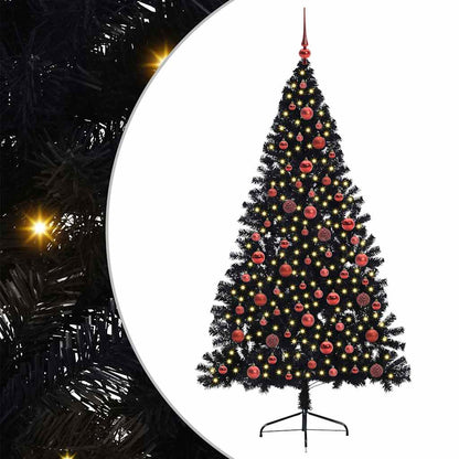Künstlicher vorbeleuchteter Weihnachtsbaum Schwarz 180 cm PVC