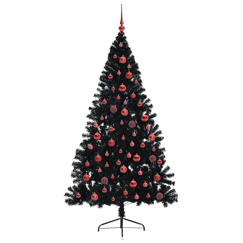 Künstlicher vorbeleuchteter Weihnachtsbaum Schwarz 180 cm PVC