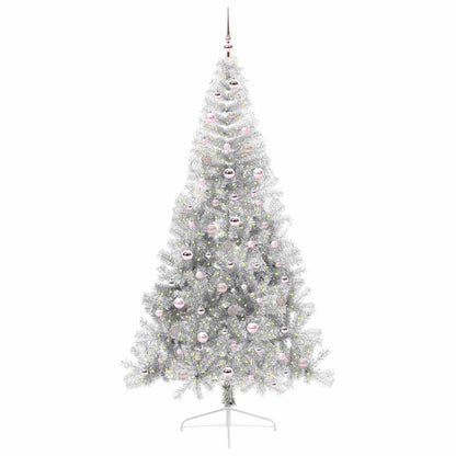 Künstlicher vorbeleuchteter Weihnachtsbaum Silber 240 cm PET