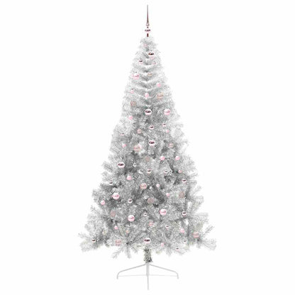 Künstlicher vorbeleuchteter Weihnachtsbaum Silber 240 cm PET
