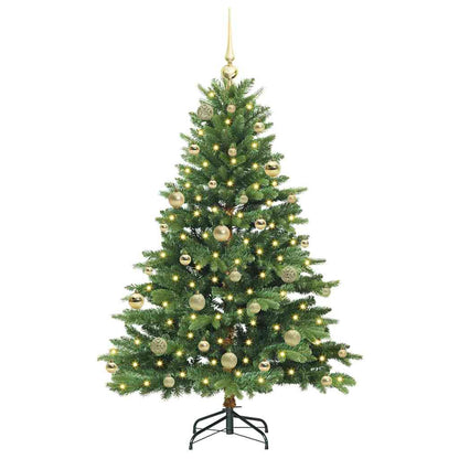 Künstlicher Weihnachtsbaum mit 150 LEDs Grün 150 cm PE und PVC