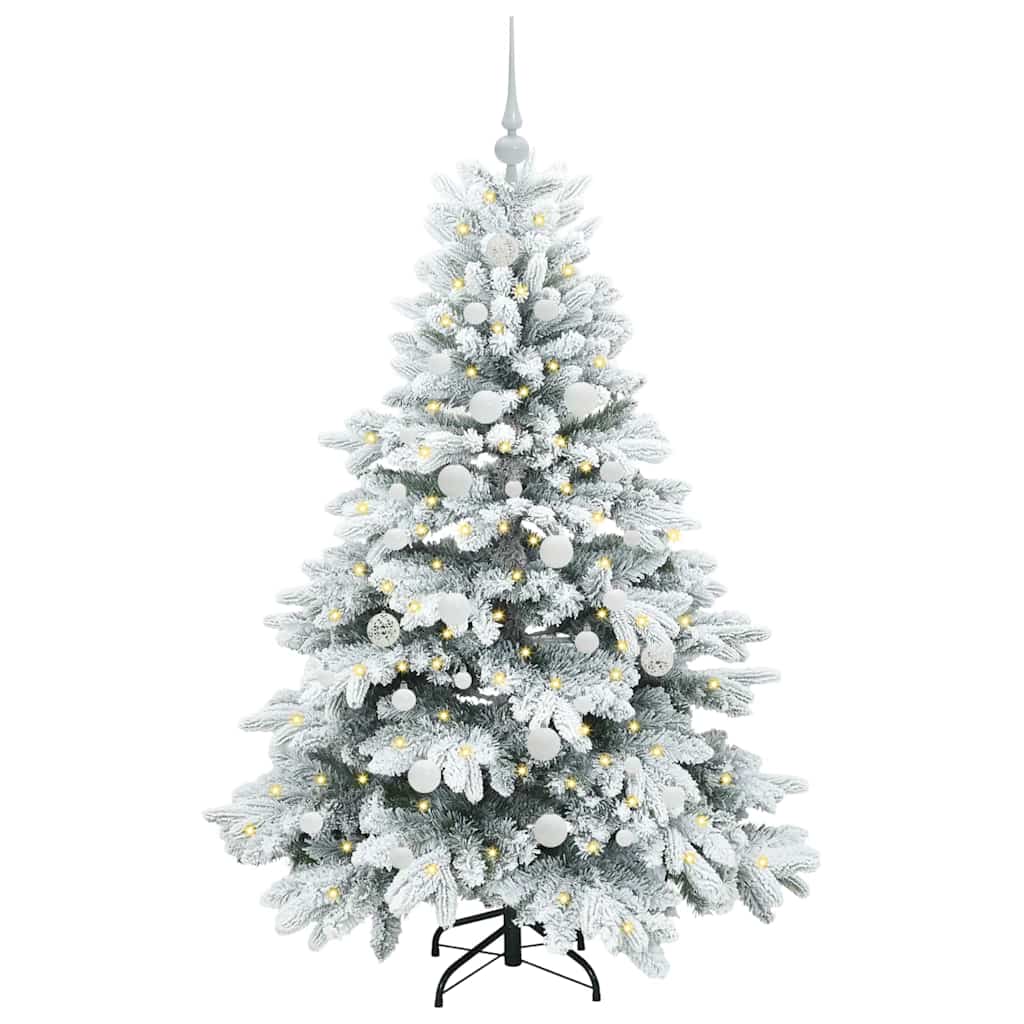 Künstlicher Weihnachtsbaum mit 150 LEDs Weiß 150 cm PE und PVC