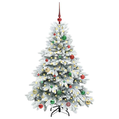 Künstlicher Weihnachtsbaum mit 150 LEDs Weiß 150 cm PE und PVC