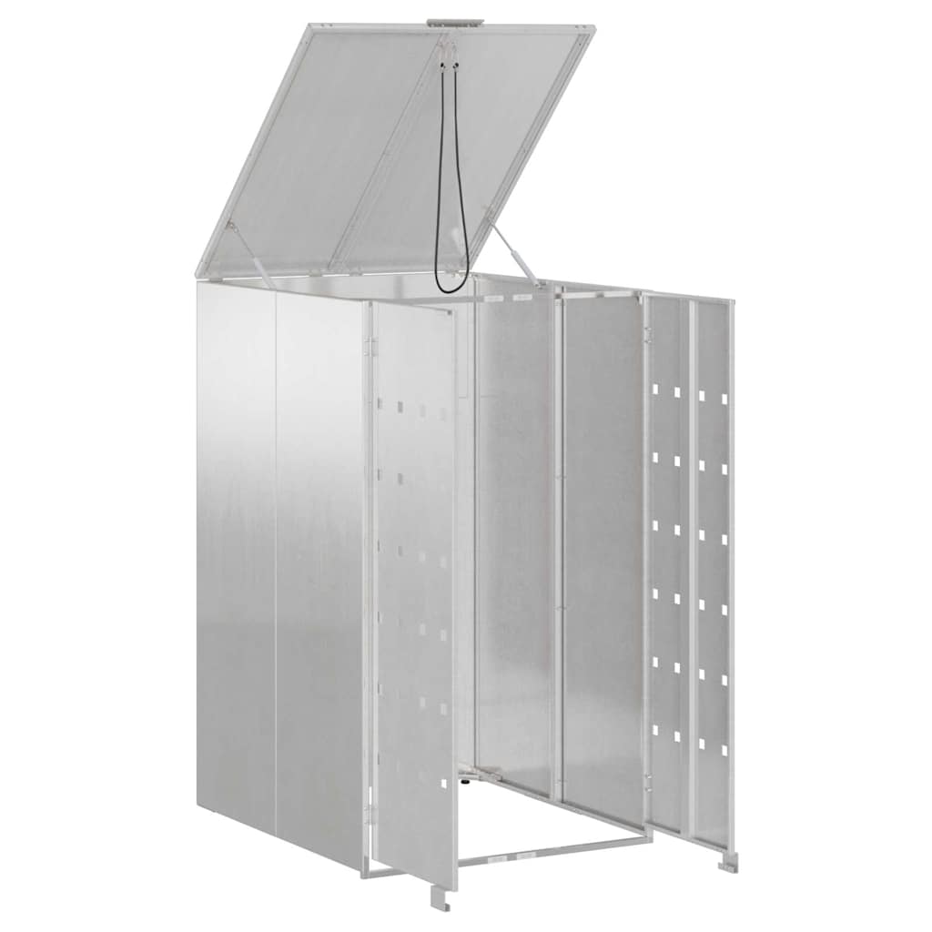 Mülltonnenlager mit Gas-Hebedeckel für 240L Tonne Silber