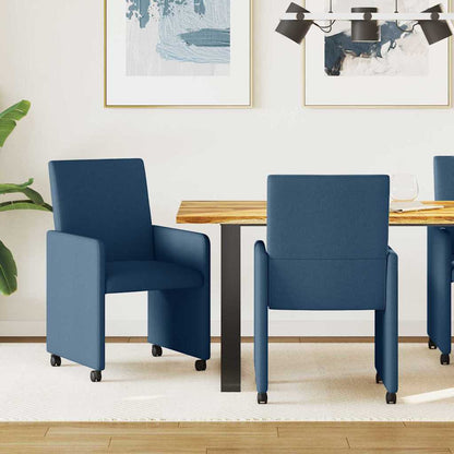 Esszimmerstühle mit Rollen 2 pcs Blau 57 x 66 x 94 cm Stoff