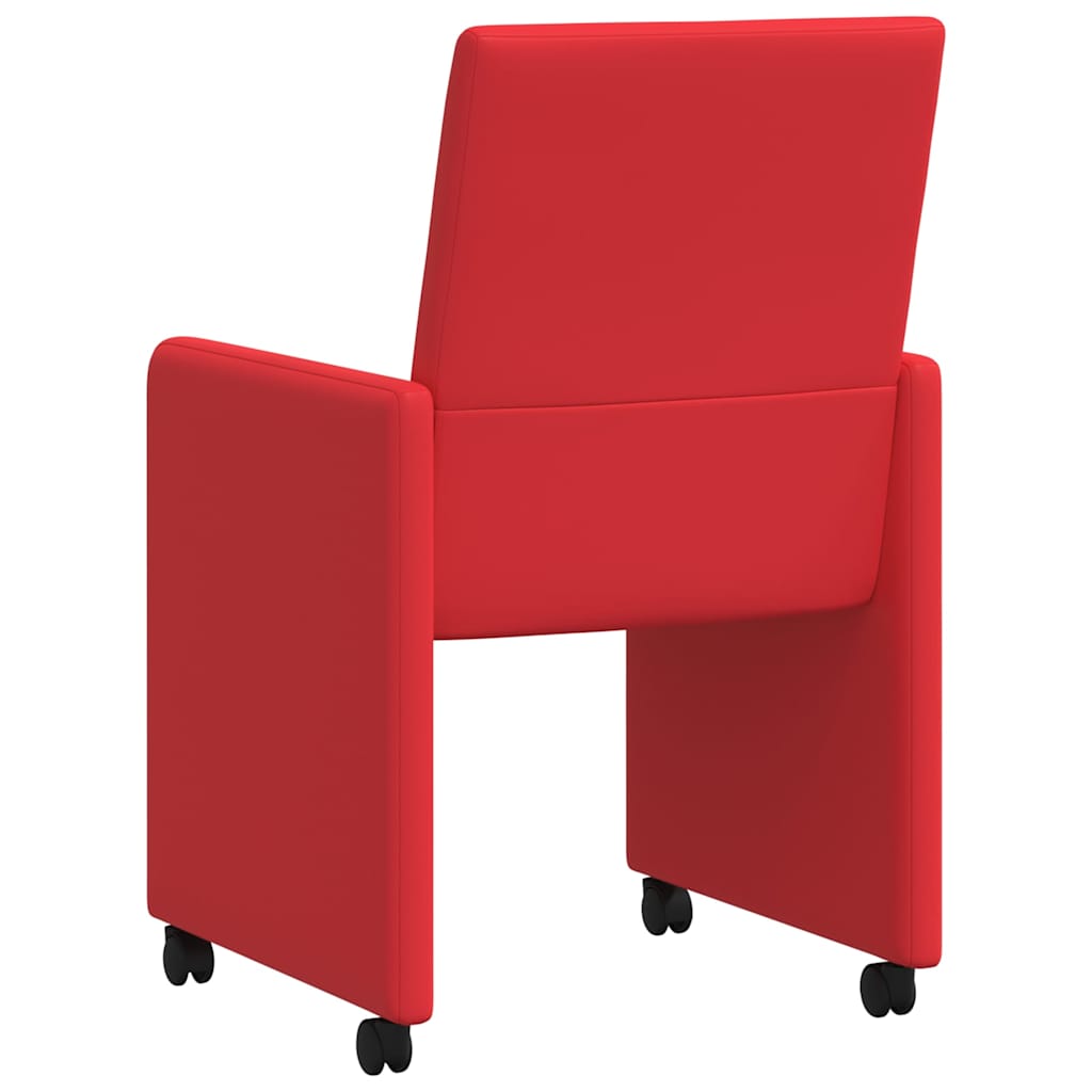 Esszimmerstühle mit Rollen 2 pcs Rot 57 x 66 x 94 cm Kunstleder