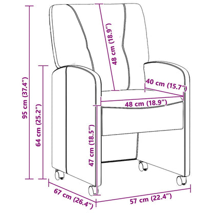 Esszimmerstühle mit Rollen 2 pcs Schwarz 57 x 67 x 95 cm
