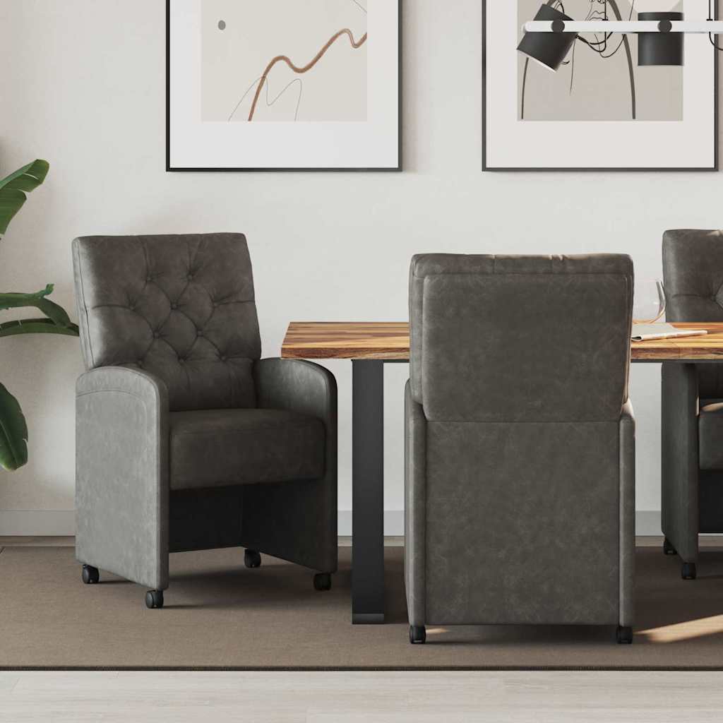 Esszimmerstühle mit Rollen 2 pcs Schwarz 58 x 67 x 97 cm