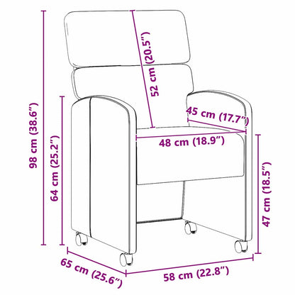 Esszimmerstühle mit Rollen 2 pcs Grau 58 x 65 x 98 cm