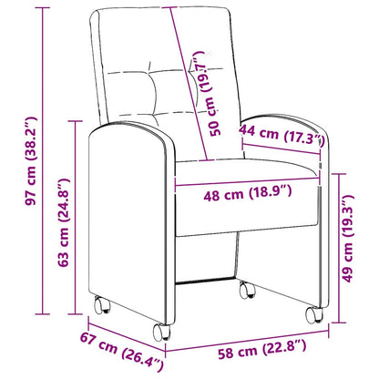 Esszimmerstühle mit Rollen 2 pcs Hellgrau 58 x 67 x 97 cm