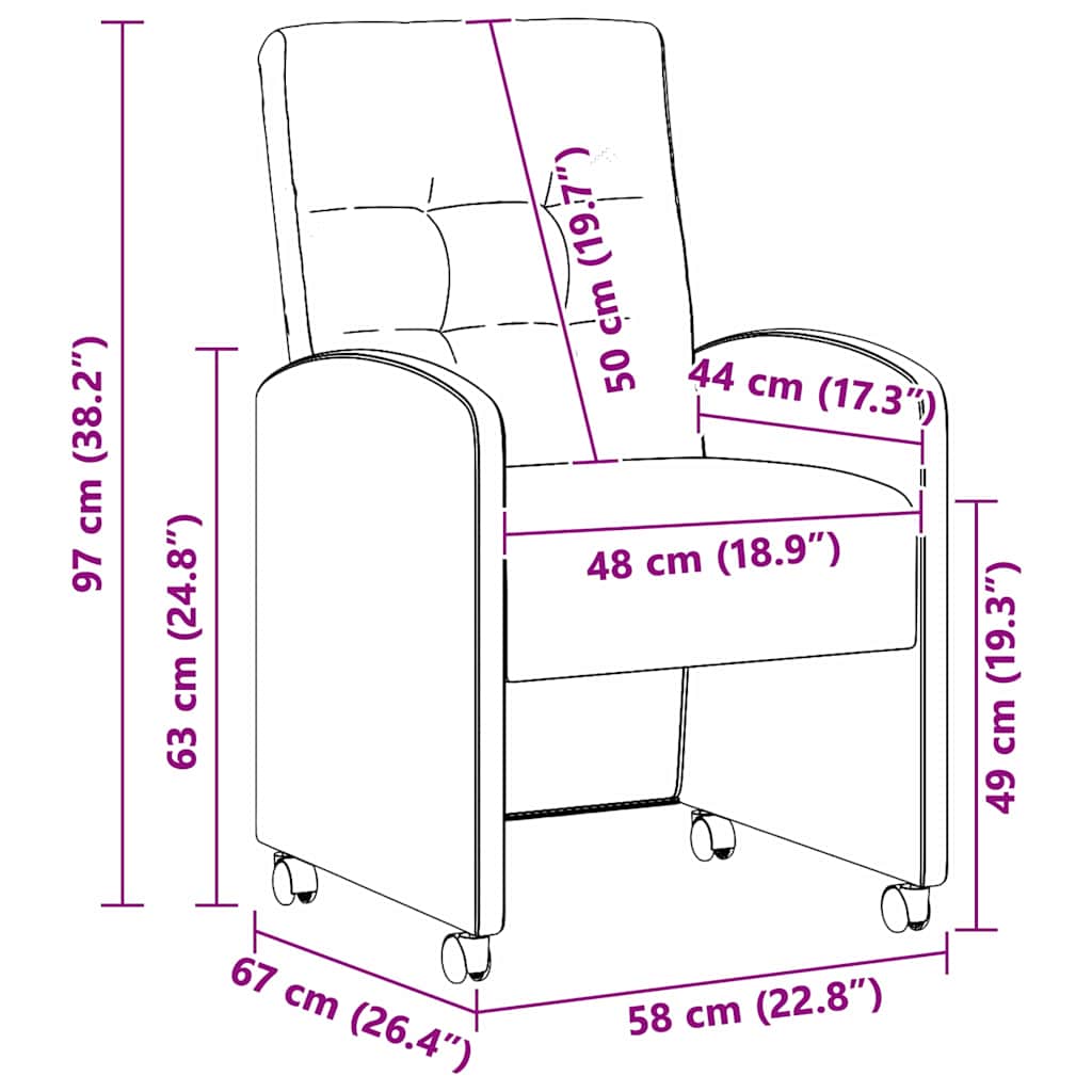 Esszimmerstühle mit Rollen 2 pcs Armeegrün 58 x 67 x 97 cm