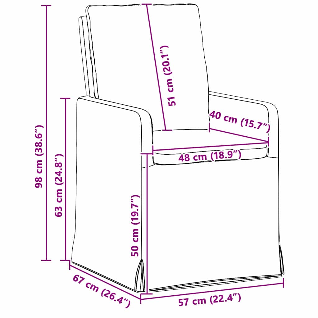 Esszimmerstühle 2 pcs Weinrot 57 x 67 x 98 cm Stoff