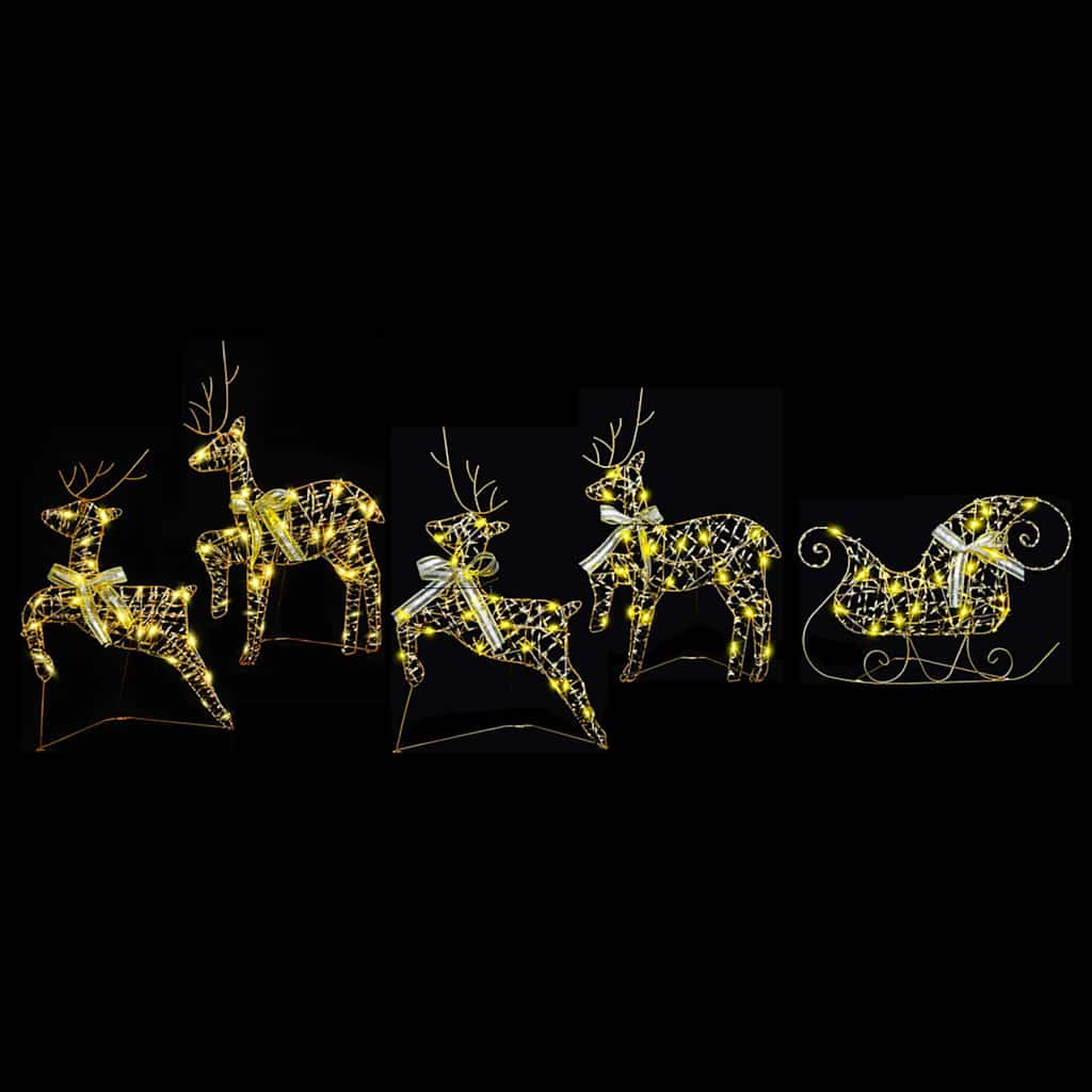 LED Rentiere mit 40 LEDs 5 pcs Gold PET