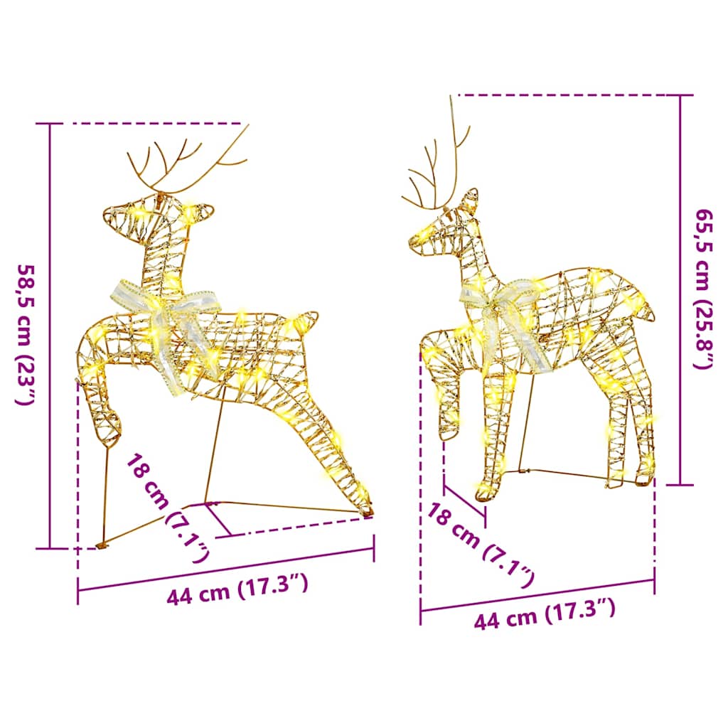 LED Rentiere mit 40 LEDs 5 pcs Gold PET
