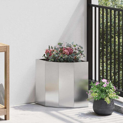 Eckpflanzer Silber 30 x 30 x 35 cm Edelstahl