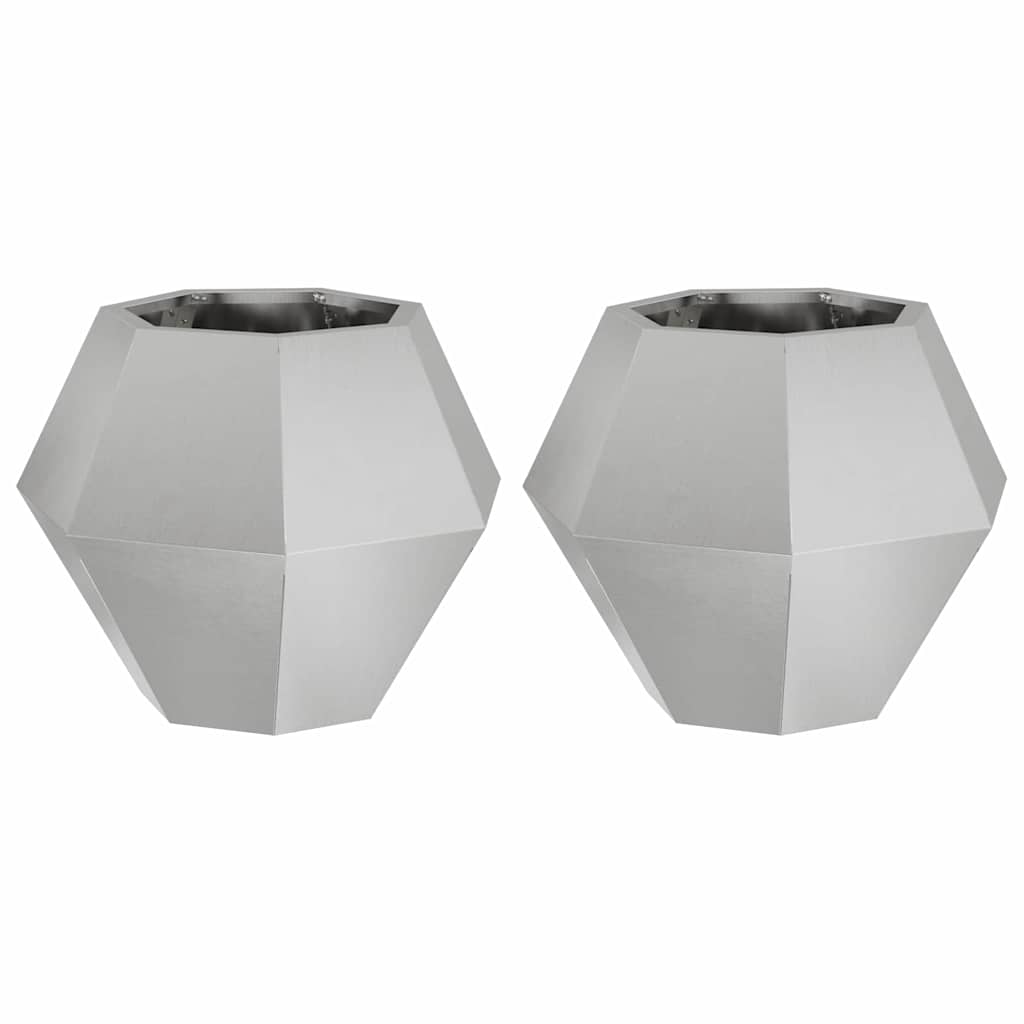 Pflanzkübel 2 pcs Silber 50 x 50 x 40 cm Edelstahl