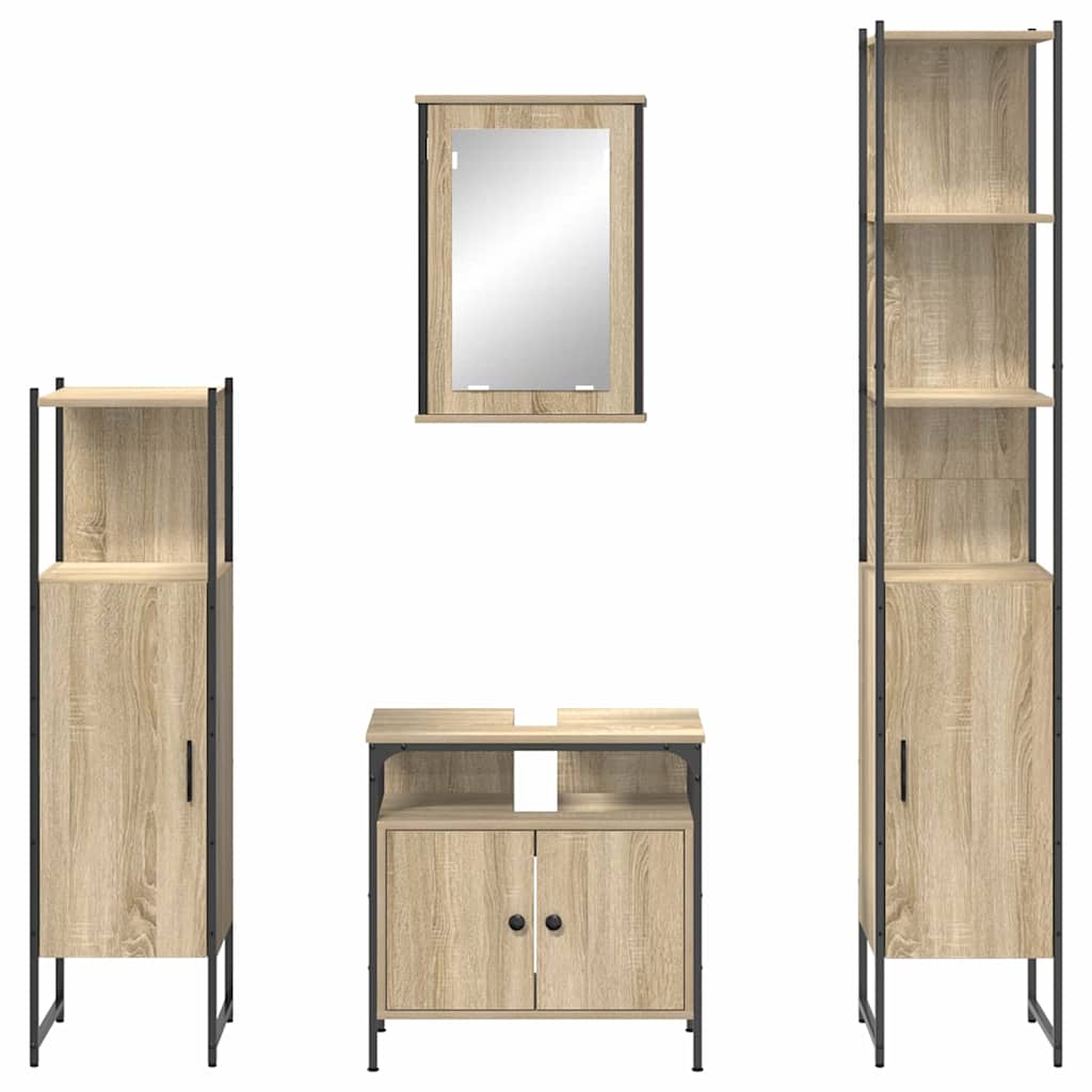 Badezimmermöbel-Set mit Regal 4 pcs Sonoma-Eiche Holzwerkstoff