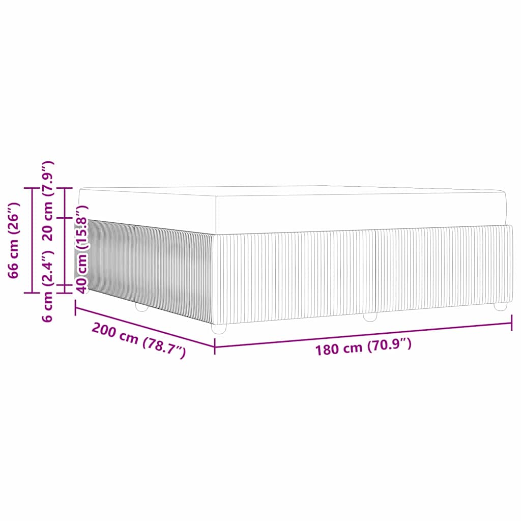 Bettrahmen mit Matratze Dunkelgrau 180 x 200 cm Stoff