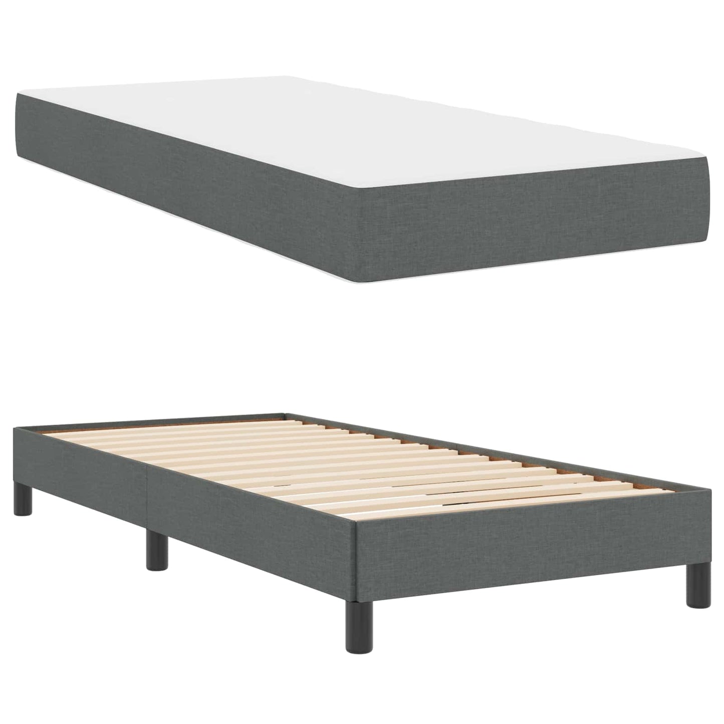 Boxspringbett mit Matratze Dunkelgrau 90 x 190 cm Stoff