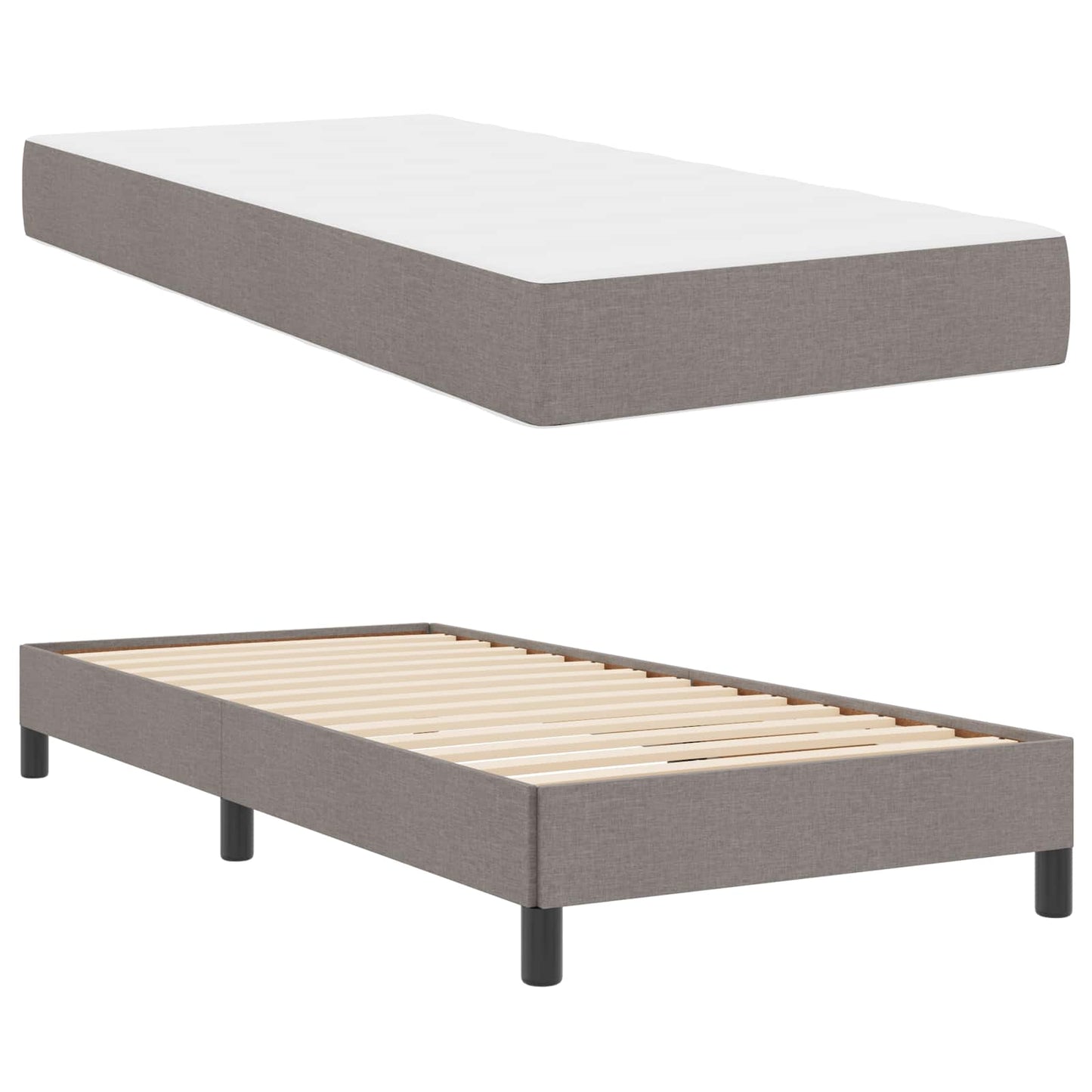 Boxspringbett mit Matratze Taupe 100 x 200 cm Stoff
