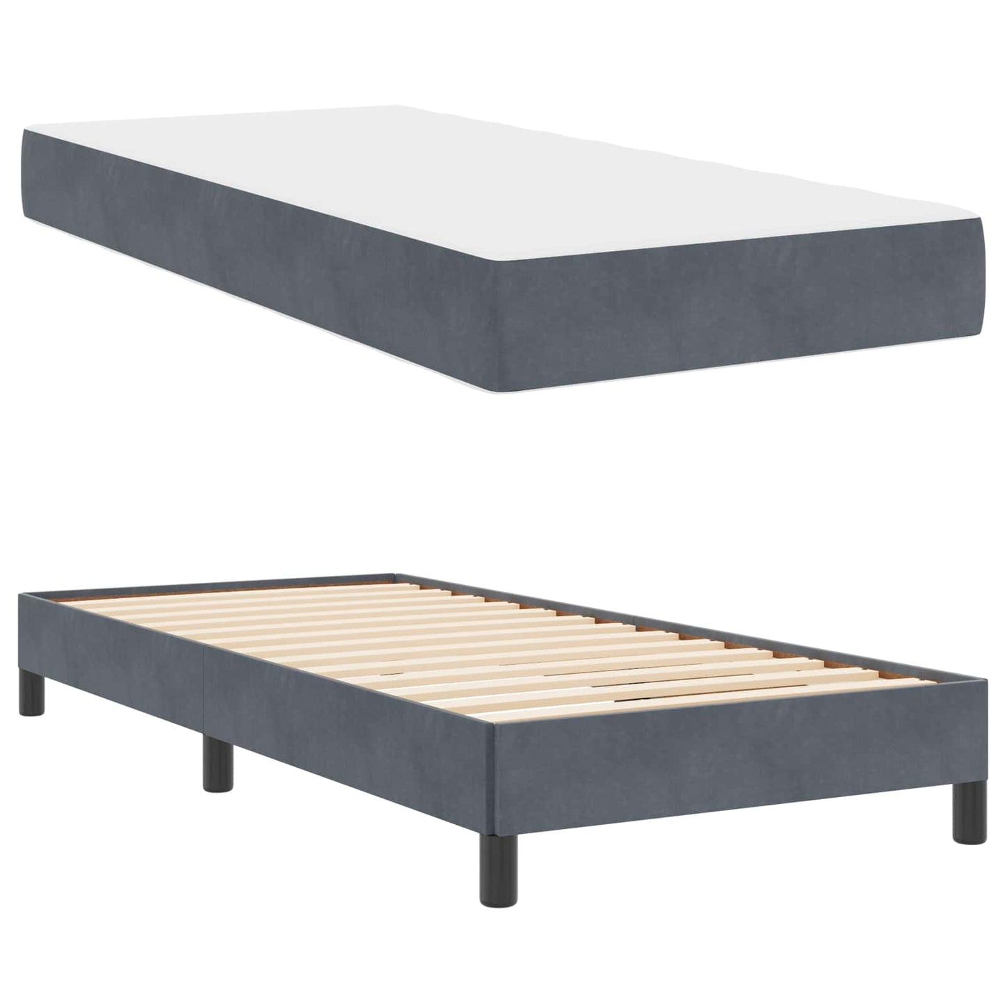 Boxspringbett mit Matratze Dunkelgrau 90 x 200 cm Stoff